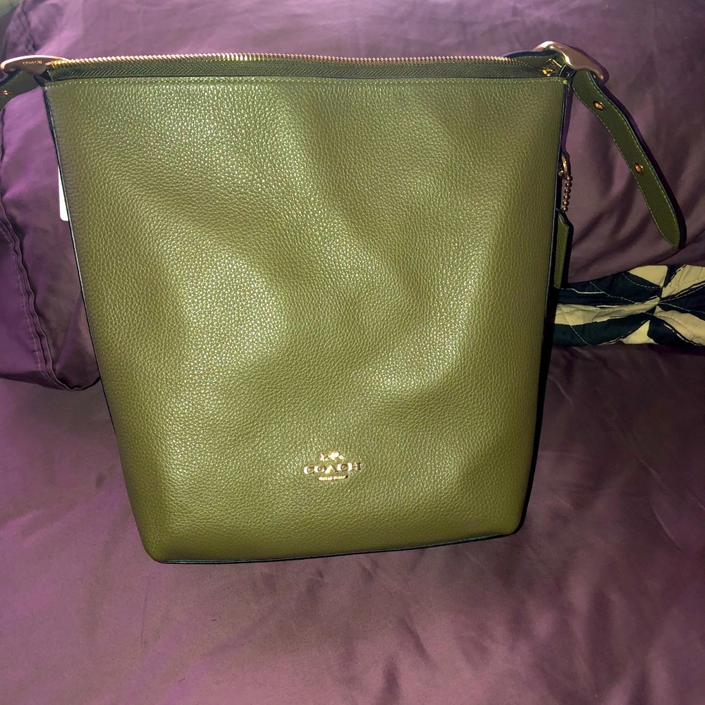 Olive green coach bucket bag/purse